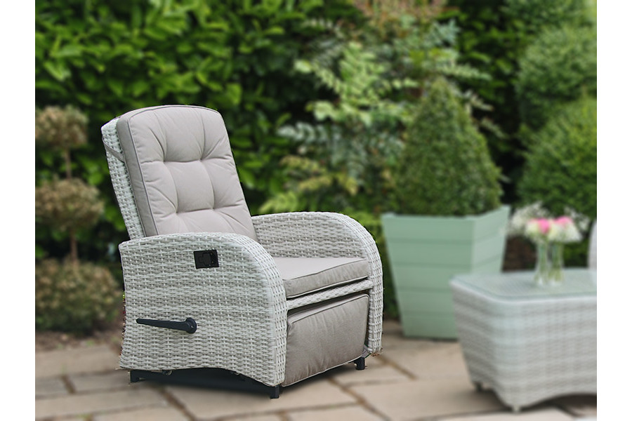Reclining Rattan Chair Built in Footrest in Latte 2020